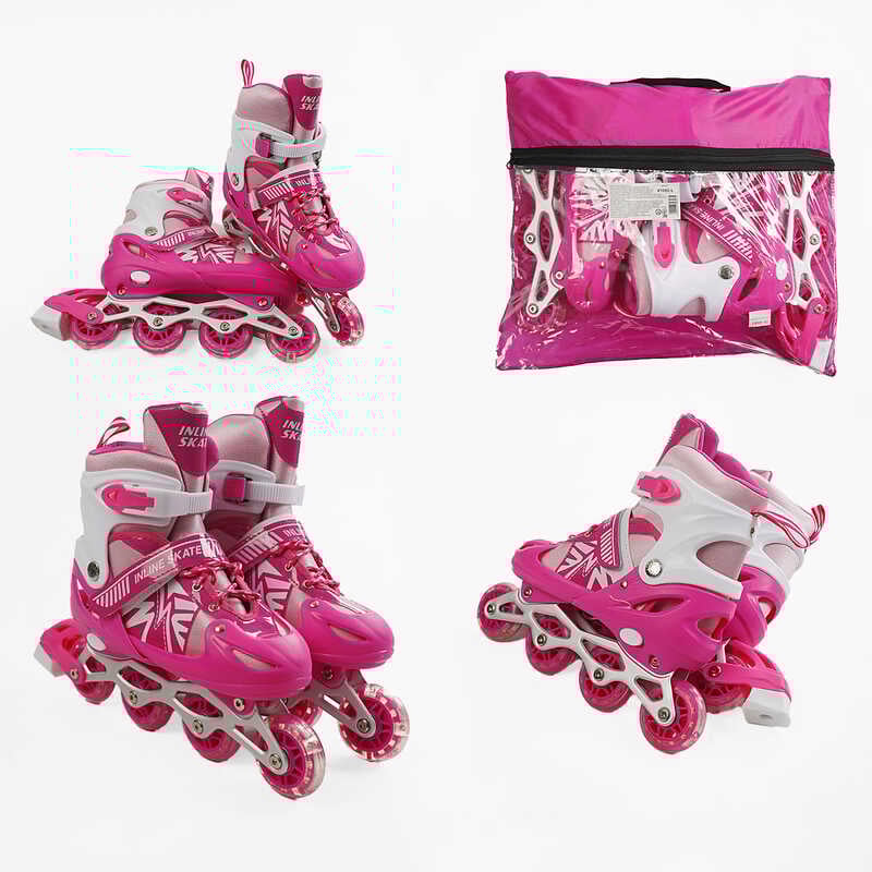 Ролики 41082-L /розмір 39-43/ колір – РОЖЕВИЙ (6) колеса PVC, устілка 24-27 см, ПЕРЕДНЄ КОЛЕСО СВІТЛО, d – 6.5 см, в сумці Ролики 41082-L /розмір 39-43/ колір – РОЖЕВИЙ (6) колеса PVC, устілка 24-27 см, ПЕРЕДНЄ КОЛЕСО СВІТЛО, d – 6.5 см, в сумці