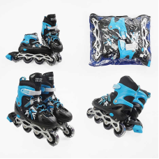 Ролики 44630-L /розмір 39-43/ колір – СИНІЙ (6) колеса PVC, устілка 24-27 см, ПЕРЕДНЄ КОЛЕСО СВІТЛО, d – 6.5 см, в сумці