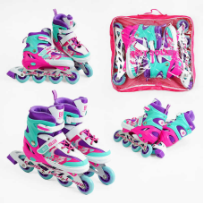 Ролики 54704-L Best Roller /розмір 38-42/ колір – ФІОЛЕТОВИЙ (6) колеса PU, ПЕРЕДНЄ КОЛЕСО СВІТЛО, устілка 24.5-26.5 см, d колес – 7 см, в сумці