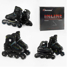 Ролики 5844-01 M розмір 35-38 (6) колеса PU, d – 7 см, устілка 20-23 см, алюмінієва рама, підсвічування коліс, підшипник ABEC-7, в коробці