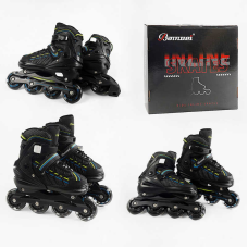 Ролики 5962-15 L розмір 39-42 (6) колеса PU, d – 7.6 см, устілка 24-27 см, алюмінієва рама, підсвічування коліс, підшипник ABEC-7, в коробці