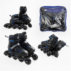 Ролики 72366-М /розмір 34-38/ колір – СИНІЙ (6) колеса PU, устілка 20-24 см, ПЕРЕДНЄ КОЛЕСО СВІТЛО, d – 6.5 см, в сумці