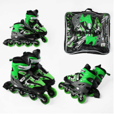 Ролики 76903-L Best Roller /розмір 38-42/ колір – ЗЕЛЕНИЙ (6) колеса PU, ПЕРЕДНЄ КОЛЕСО СВІТЛО, устілка 24.5-26.5 см, d колес – 7 см, в сумці