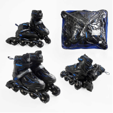 Ролики 91070-L /розмір 39-43/ колір – СИНІЙ (6) колеса PU, устілка 24-28 см, ПЕРЕДНЄ КОЛЕСО СВІТЛО, d – 6.5 см, в сумці