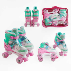 Ролики R-206-75 S розмір 29-33 (6) колір РОЖЕВИЙ, колеса PU, КОЛЕСА ЗІ СВІТЛОМ, устілка 18-20 см, d коліс – 4,5 см, в сумці