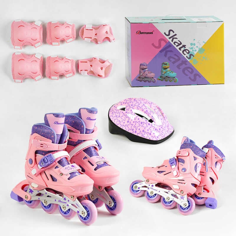 Ролики с захистом 30515-М розмір 35-38 (6) колір РОЖЕВИЙ, колеса PU, ПЕРЕДНЄ КОЛЕСО СВІТЛО, устілка – 18.5-20.5 см, d колес – 6.5 см, в коробці Ролики с захистом 30515-М розмір 35-38 (6) колір РОЖЕВИЙ, колеса PU, ПЕРЕДНЄ КОЛЕСО СВІТЛО, устілка – 18.5-20.5 см, d колес – 6.5 см, в коробці