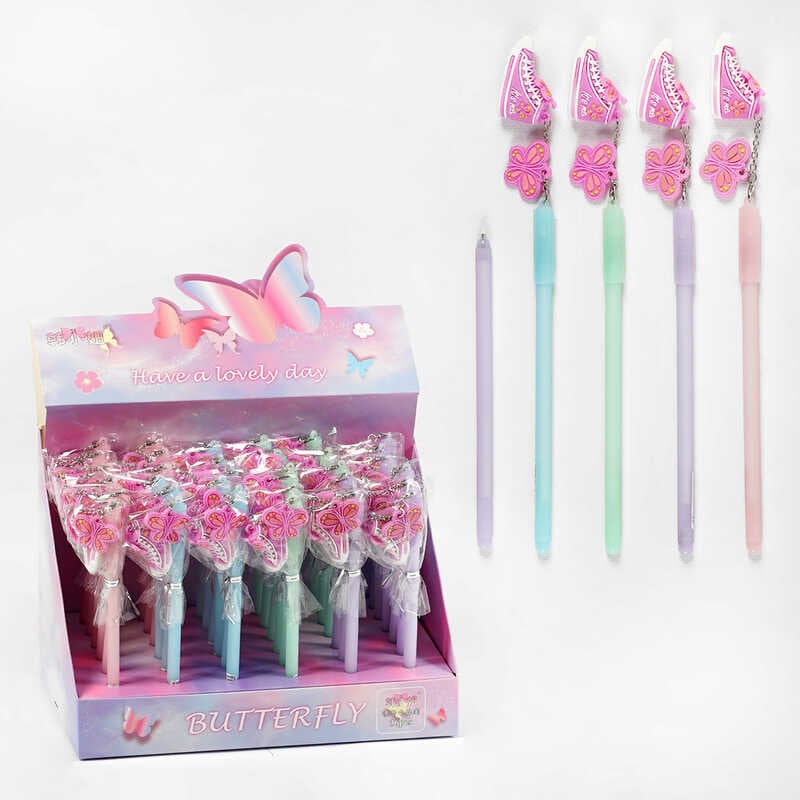 Ручка D 34823 (32) ЦІНА ЗА 36 ШТУК В БЛОЦІ, гелева, синя та чорна пасти, прикраса Ручка D 34823 (32) ЦІНА ЗА 36 ШТУК В БЛОЦІ, гелева, синя та чорна пасти, прикраса