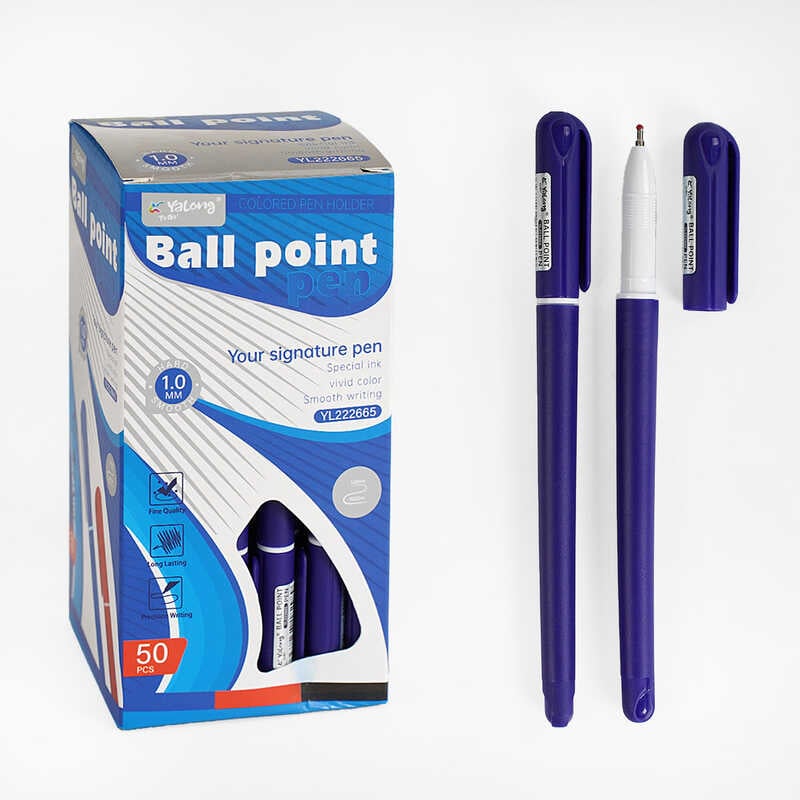 Ручка С 62095 (80) ЦІНА ЗА 50 ШТУК В БЛОЦІ, кулькова, синя паста, товщина лінії 1 мм 