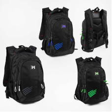 Рюкзак C 65518 (50) 3 види, регульовані ремінці, 3 відділення, ортопедична спинка, розмір 33х14х46см, бокові кишені, в пакеті, ВИДАЄТЬСЯ ТІЛЬКИ МІКС 