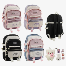 Рюкзак C 72854 (50) 4 кольори, розмір: 37х17х49 см, 2 відділення, 6 кишень, на блискавці, м`яка іграшка, піни, в пакеті, ВИДАЄТЬСЯ ТІЛЬКИ МІКС ВИДІВ