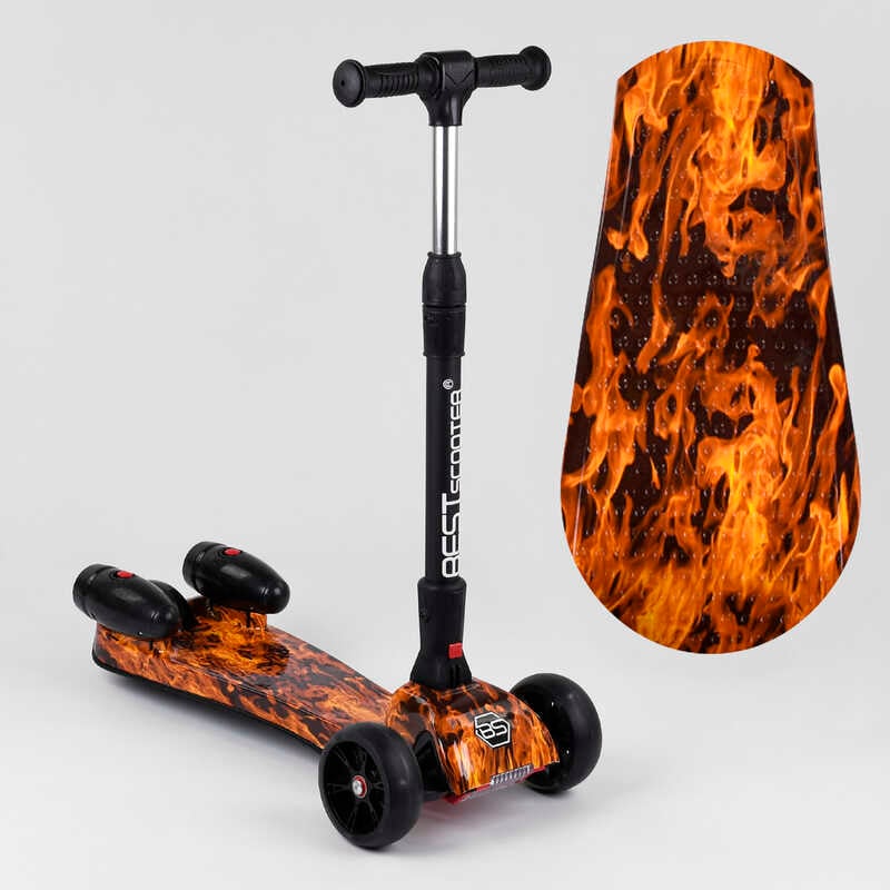 Самокат “Best Scooter“ MAXI“89341 з парогенератором (4) МУЗИКА, ДИМ, ТУРБІНИ, пластмасовий, колеса PU 120х40мм, складне алюмінієве кермо, в коробці