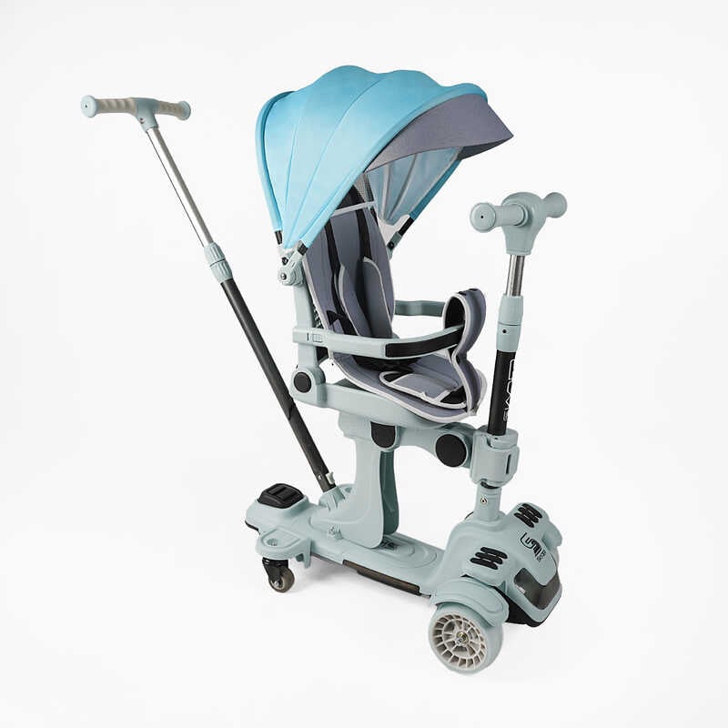 Самокат 5в1 “Skyper“ BL-61020 (4) колеса PU125х40мм зі світлом, з капюшоном, поворотне сидіння, з ДОП. КОЛЕСАМИ, захисний бампер, в коробці