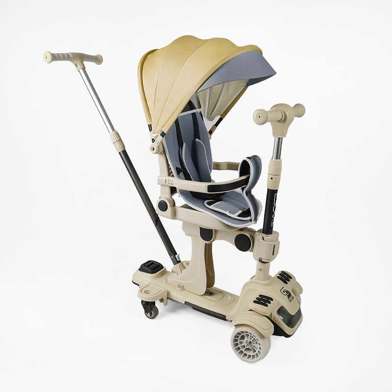 Самокат 5в1 “Skyper“ BL-83655 (4) колеса PU125х40 мм зі світлом, з капюшоном, поворотне сидіння, з ДОП. КОЛЕСАМИ, захисний бампер, в коробці