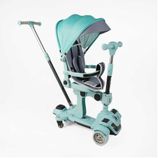 Самокат 5в1 “Skyper“ BL-94617 (4) колеса PU125х40 мм зі світлом, з капюшоном, поворотне сидіння, з ДОП. КОЛЕСАМИ, захисний бампер, в коробці