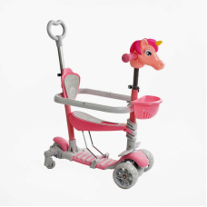 Самокат 5в1 P-63700 (1) Best Scooter, з ДОП. КОЛЕСАМИ, захисний бампер, PU колеса зі світлом, в коробці