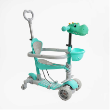 Самокат 5в1 P-67303 (1) Best Scooter, з ДОП. КОЛЕСАМИ, захисний бампер, PU колеса зі світлом, в коробці