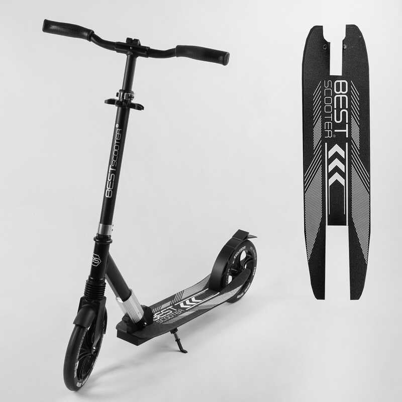 Самокат алюмінієвий “Best Scooter“ 41629 (2) колеса PU, d переднього колеса - 230мм, d заднього колеса - 215мм, 1 амортизатор передній, в коробці Самокат алюмінієвий “Best Scooter“ 41629 (2) колеса PU, d переднього колеса - 230мм, d заднього колеса - 215мм, 1 амортизатор передній, в коробці