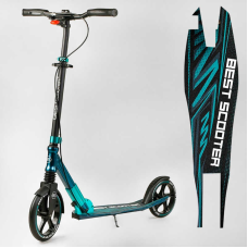 Самокат алюмінієвий “Best Scooter“ 43685 (2) колеса PU, ФАРА, затискач керма, d передніх коліс - 230мм, d задніх коліс 200мм, 1 амортизатор передній