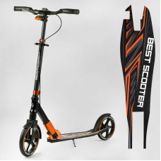 Самокат алюмінієвий “Best Scooter“ 79740 (2) колеса PU, ФАРА, затискач керма, d передніх коліс - 230мм, d задніх коліс 200мм, 1 амортизатор передній