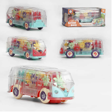 Автобус KL 1509 (72/2) 2 види, рухливі шестерні, колесо вільного ходу, світло, звук, на батарейках, в коробці