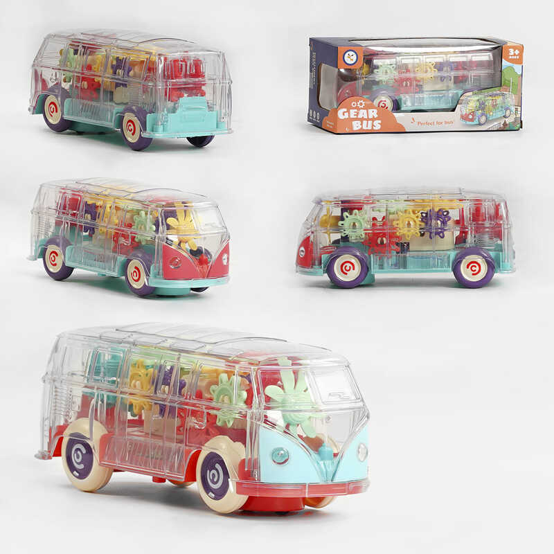 Автобус KL 1509 (72/2) 2 види, рухливі шестерні, колесо вільного ходу, світло, звук, на батарейках, в коробці Автобус KL 1509 (72/2) 2 види, рухливі шестерні, колесо вільного ходу, світло, звук, на батарейках, в коробці