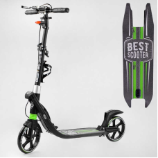 Самокат двоколісний “Best Scooter“ L-22066 (2) ФАРА, колеса PU 200мм, 2 амортизатори, затискач керма, ручне гальмо, в коробці