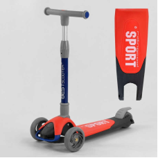 Самокат триколісний F-44077 (6) Best Scooter, ЧЕРВОНИЙ, складне алюмінієве кермо, 3 колеса PU зі світлом, d = 120*35 мм