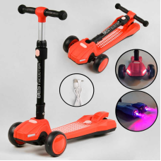 Самокат триколісний LT-12857 Best Scooter з парогенератором (6) складне кермо, ЗВУК МАШИНИ, ДИМ, СВІТЛО, пластмасовий, колеса PU 120х35мм, в коробці