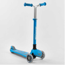 Самокат триколісний Y-00180 (4) Best Scooter, БЛАКИТНИЙ, складне алюмінієве кермо, 4 колеса PU зі світлом, d = 12 см