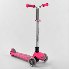 Самокат триколісний Y-00211 (4) Best Scooter, РОЖЕВИЙ, складане алюмінієве кермо, 4 колеса PU зі світлом, d = 12 см