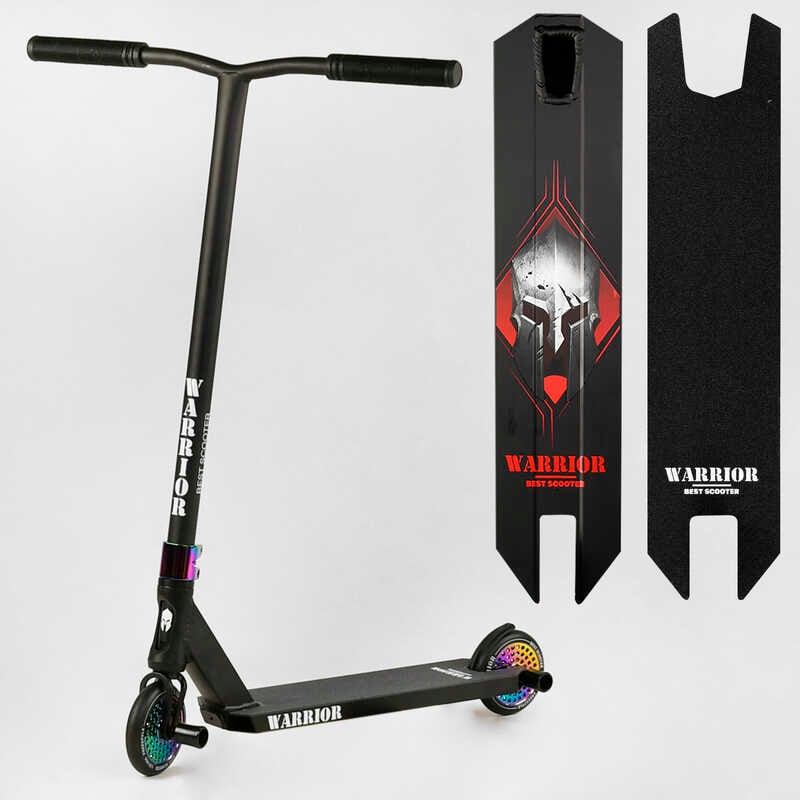 Самокат трюковий Т-60738 Best Scooter (4) “Warrior“, HIC-система, ПЕГИ, алюмінієвий диск та дека, колеса PU, d=120 мм, ширина керма 58 см