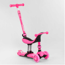 Самокат-велобіг 3в1 триколісний BS-23180 (4) Best Scooter, 3 колеса PU зі світлом, сидіння, амортизатори, батьківська ручка
