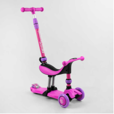 Самокат-велобіг 3в1 триколісний BS-26566 (4) Best Scooter, 3 колеса PU зі світлом, сидіння, амортизатори, батьківська ручка