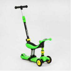 Самокат-велобіг 3в1 триколісний BS-30802 (4) Best Scooter, 3 колеса PU зі світлом, сидіння, амортизатори, батьківська ручка