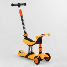 Самокат-велобіг 3в1 триколісний BS-50584 (4) Best Scooter, 3 колеса PU зі світлом, сидіння, амортизатори, батьківська ручка