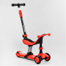 Самокат-велобіг 3в1 триколісний BS-71899 (4) Best Scooter, 3 колеса PU зі світлом, сидіння, амортизатори, батьківська ручка