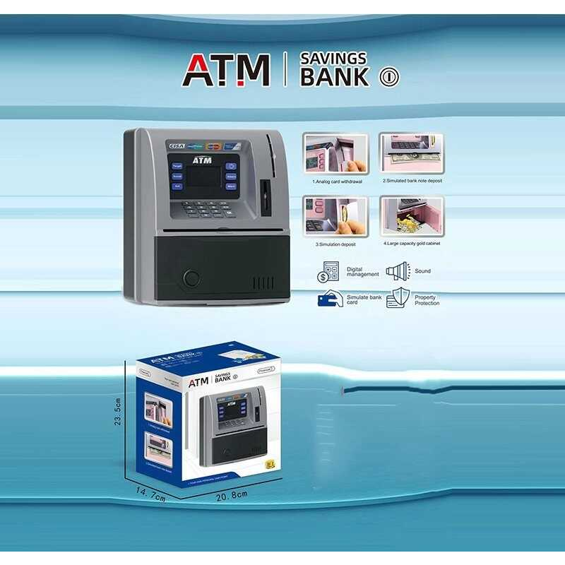 Сейф 3681 Штрих = 40118 (12) банкомат, на батарейках, звук, карта, імітація роботи справжнього банкомата, видача готівки, приймання готівки, в коробці
