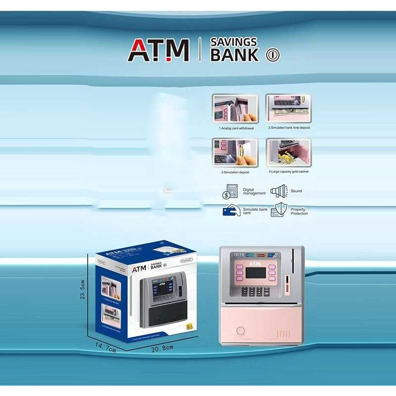 Сейф 3681 Штрих = 40125 (12) банкомат, на батарейках, звук, карта, імітація роботи справжнього банкомата, видача готівки, приймання готівки, в коробці