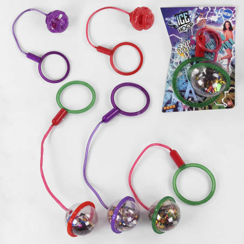 Скакалка на ногу SA 1001 (168/2) підсвічування мультиколор, в кулі світлодіодний м“ячик, на батарейках, на листі