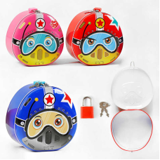 Скарбничка C 60060 (120) 3 види, металева, замок з ключем, ВИДАЄТЬСЯ ТІЛЬКИ МІКС ВИДІВ