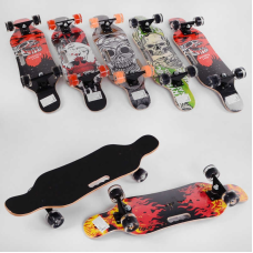 Скейт С 32024 (6) 6 видів, колеса світяться PU d = 6см, 6 шарів канадського клена, підшипники ABEC-9, дека з ручкою 
