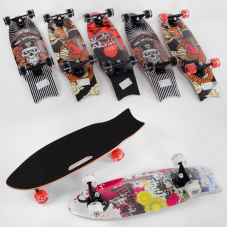 Скейт С 32026 (6) 6 видів, дека з ручкою, дошка = 70см, колеса PU світяться, d = 6см