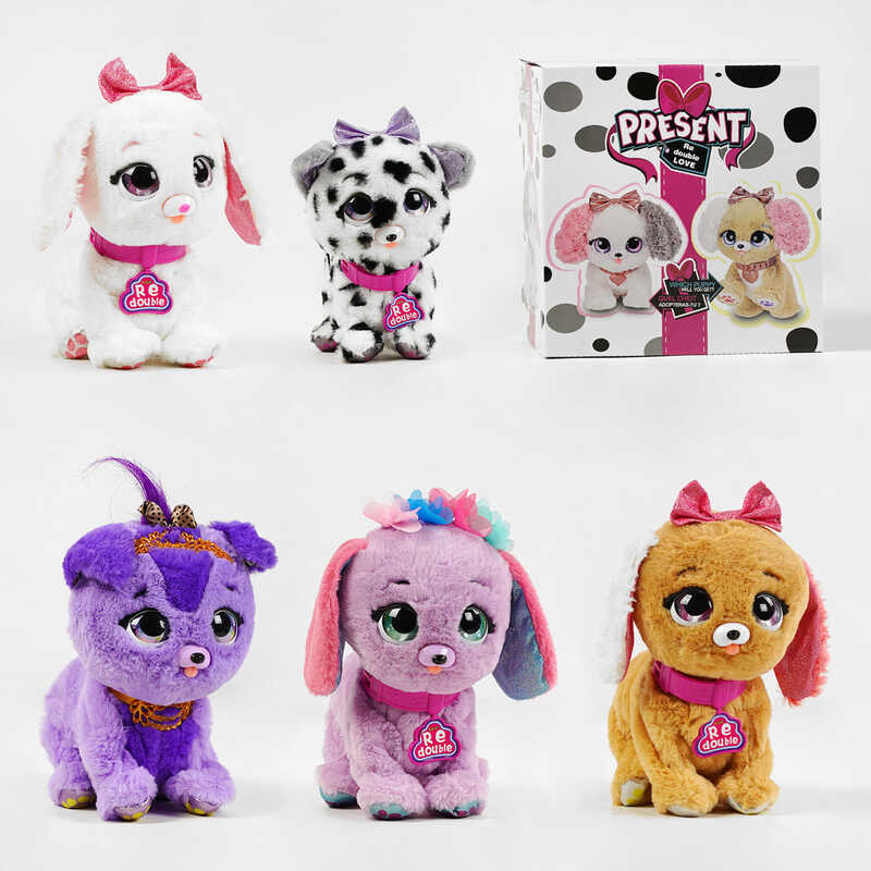 Собачка інтерактивна M 15317 (48) 5 видів, гавкає, реагує на дотик, сідає, лягає, піднімає лапки, ВИДАЄТЬСЯ ТІЛЬКИ МІКС ВИДІВ