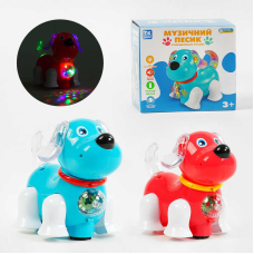 Собачка на батарейках TK - 56499 (48) “TK Group“, ОЗВУЧУВАННЯ УКРАЇНСЬКОЮ МОВОЮ, 2 кольори, колесо вільного ходу, підсвічування, диско-куля, пісня, розмовляє, в коробці