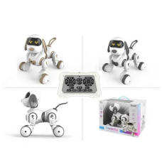 Собачка на радіокеруванні 18011 (6) 2 кольори, розпізнавання жестів, вбудований акум., LED підсвіч., рухає очима, звуки, пісні, музика, мелодії, в коробці