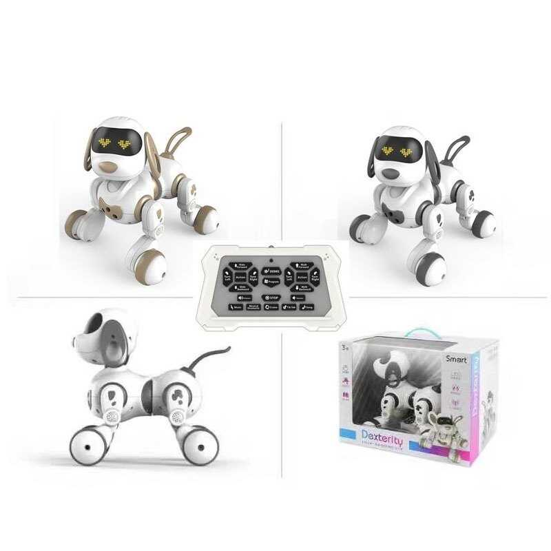 Собачка на радіокеруванні 18011 (6) 2 кольори, розпізнавання жестів, вбудований акум., LED підсвіч., рухає очима, звуки, пісні, музика, мелодії, в коробці