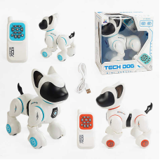 Собачка на радіокеруванні 8006-1 (24/2) 2 кольори, вбудований акумулятор, пульт, підсвічування, звуки, мелодії, сенсор на голові, режим демонстрації, в коробці