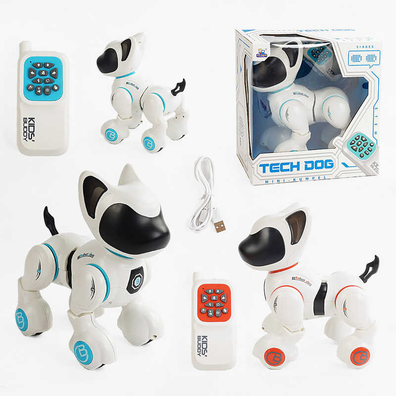 Собачка на радіокеруванні 8006-1 (24/2) 2 кольори, вбудований акумулятор, пульт, підсвічування, звуки, мелодії, сенсор на голові, режим демонстрації, в коробці