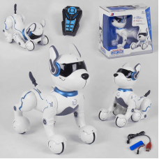 Собачка на радіокеруванні А 001 (6) акумулятор 3,7 V, пульт на батарейках, звук, підсвічування, виконує команди, в коробці