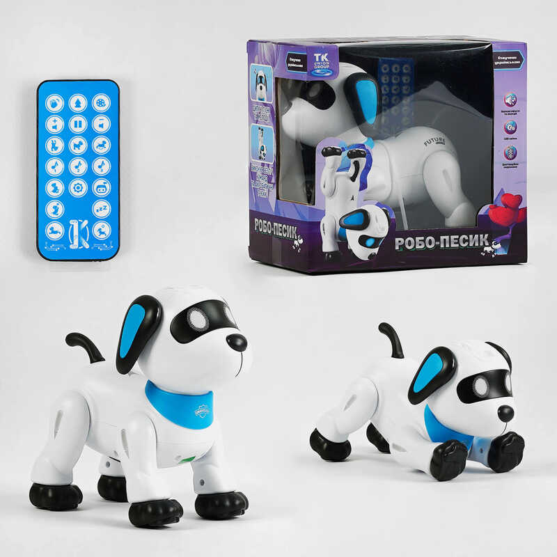 Собачка на радіокеруванні ТК-02490 (12) “TK Group“, ОЗВУЧУВАННЯ УКРАЇНСЬКОЮ МОВОЮ, звуки, казки, пісні, мелодії, світло, трюки, в коробці